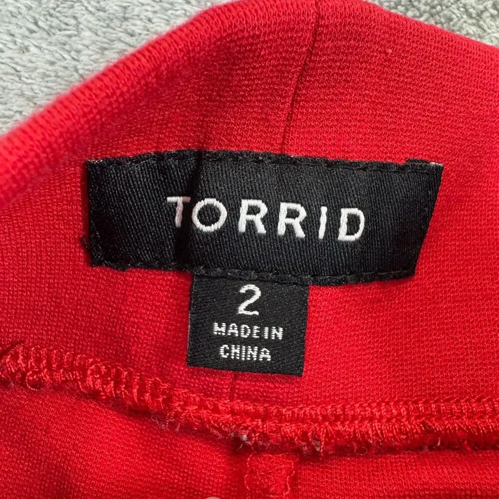 Torrid Skirt Womens 2 Red Pencil Pull On Stretch Midi Knit Workwear Plus Office